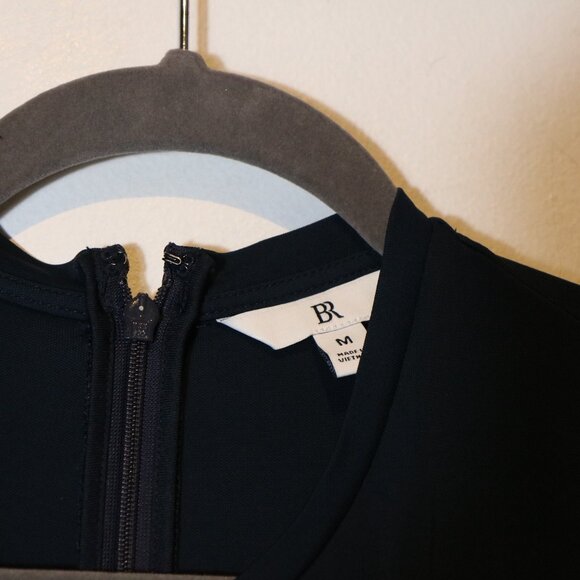 Banana Republic Twist Front Maxi Dress Womens Medium Navy Blue High Neck Fitted - Picture 3 of 6